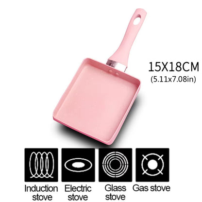1Pc Rectangular Tamagoyaki Pan – Nonstick Maifan stone omelette pan with heat-resistant handle. Ideal for gas, electric, and glass stoves.