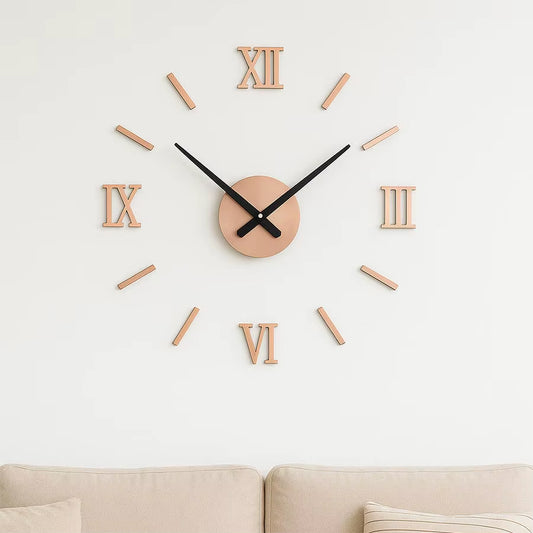 45X45Cm Roman Numer 3D Watch Acrylic Mirrored Digital Wall Clock for Living Room Modern Design DIY Home Decor