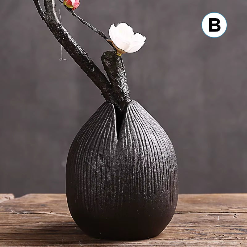 Retro Exquisite Ceramic Hydroponic Ikebana Vases Handmade Pottery Gift Desk Home Decor Gardening Supplies Ceramic Vase Flower