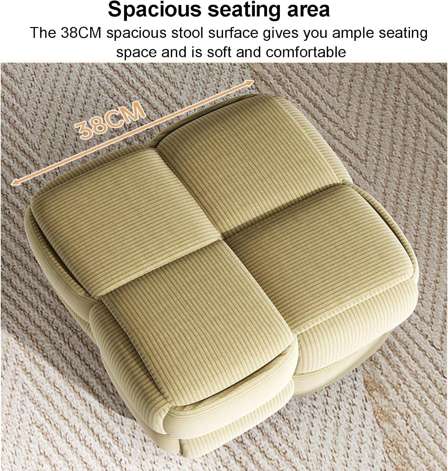 Luxurious White Velvet Square Woven Cube Pouf Ottoman - Stylish Upholstered Footrest for Living Room, Bedroom, and Entryway (15x15x15 Inch)